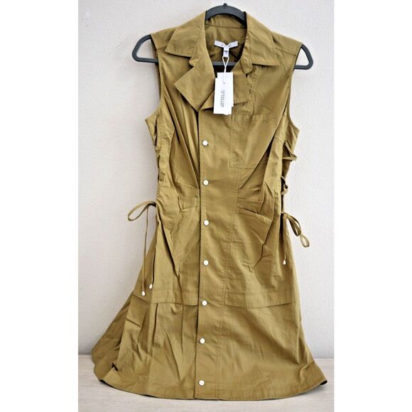 Derek Lam 10 Crosby Women's Sz 2 Amber Green Serena Lace Up Mini Dress - Picture 1 of 13